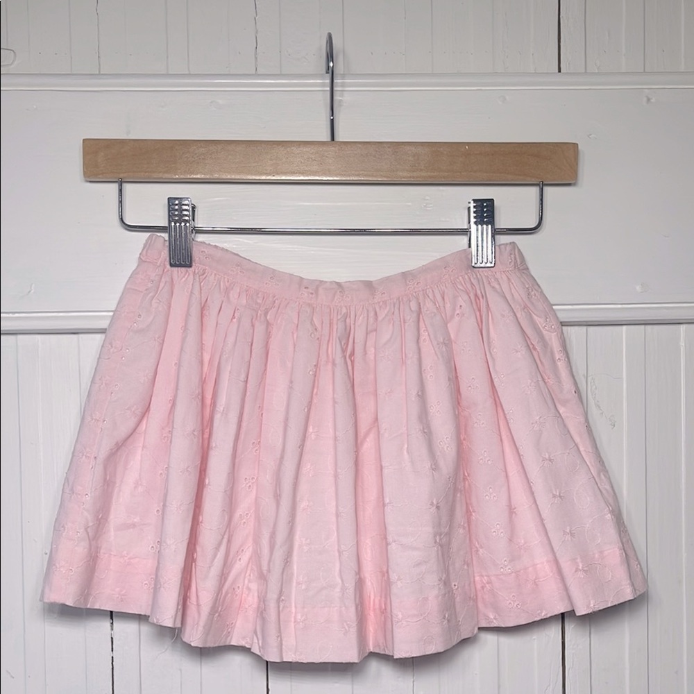 MARIE CHANTAL EUC Light Pink Eyelet Embroidered Elastic Skirt